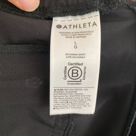 Athleta Savannah Skirt Black Midi Travel Walking Exercise Minimalist Size Large - Picture 10 of 11